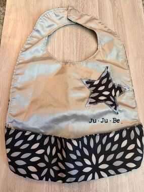 Ju-Ju-Be Silver and Black Star Appliqué Baby Bib